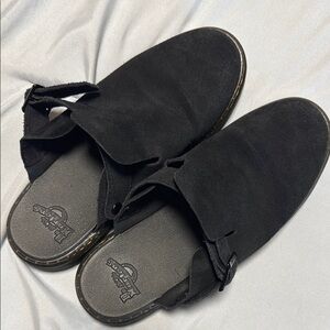 Dr. Martens Black Suede Slide Sandals